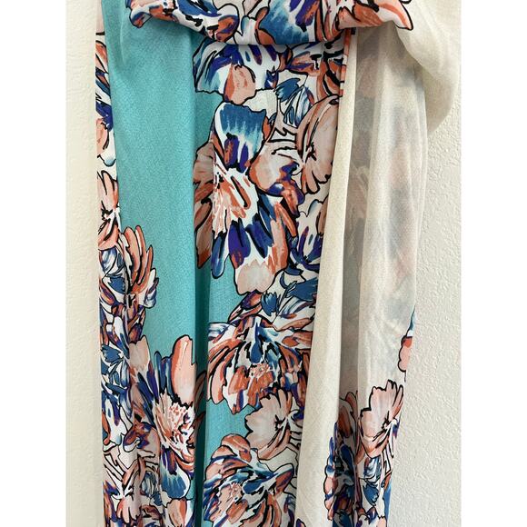 BCBG Floral Beach Strapless Maxi Dress Womens Sz 2 Vacation Coastal Fairy Whimsy - Picture 7 of 14